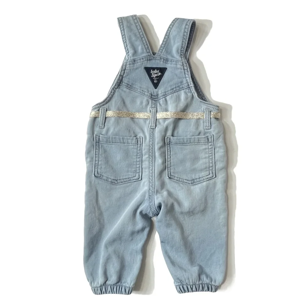 Baby B'gosh Light Wash‎ Denim Overalls with Gold Belt 6M